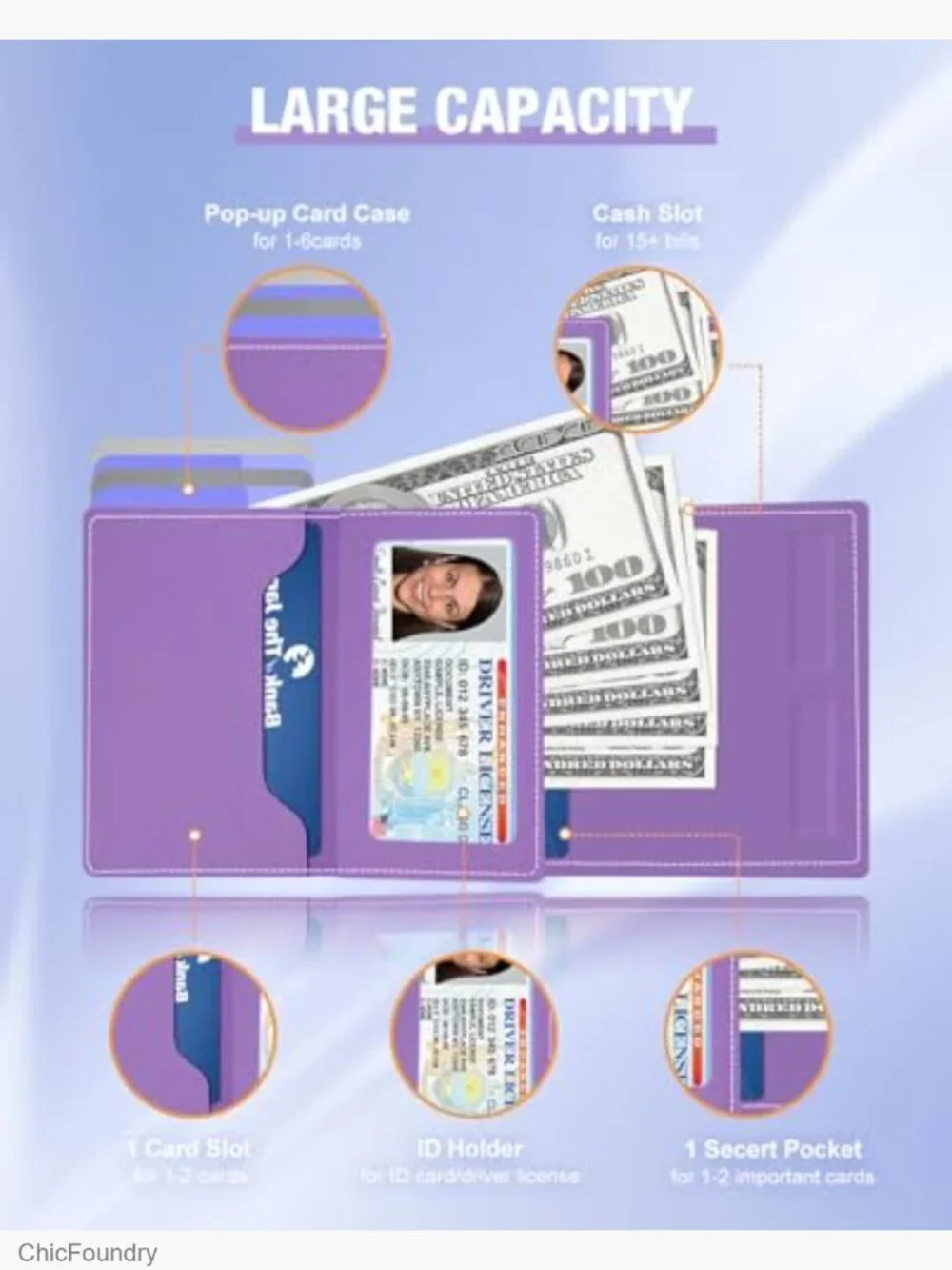 Pop Up Card Holder Wallet RFID Blocking Slim Minimalist Front Pocket 9-14 Cards